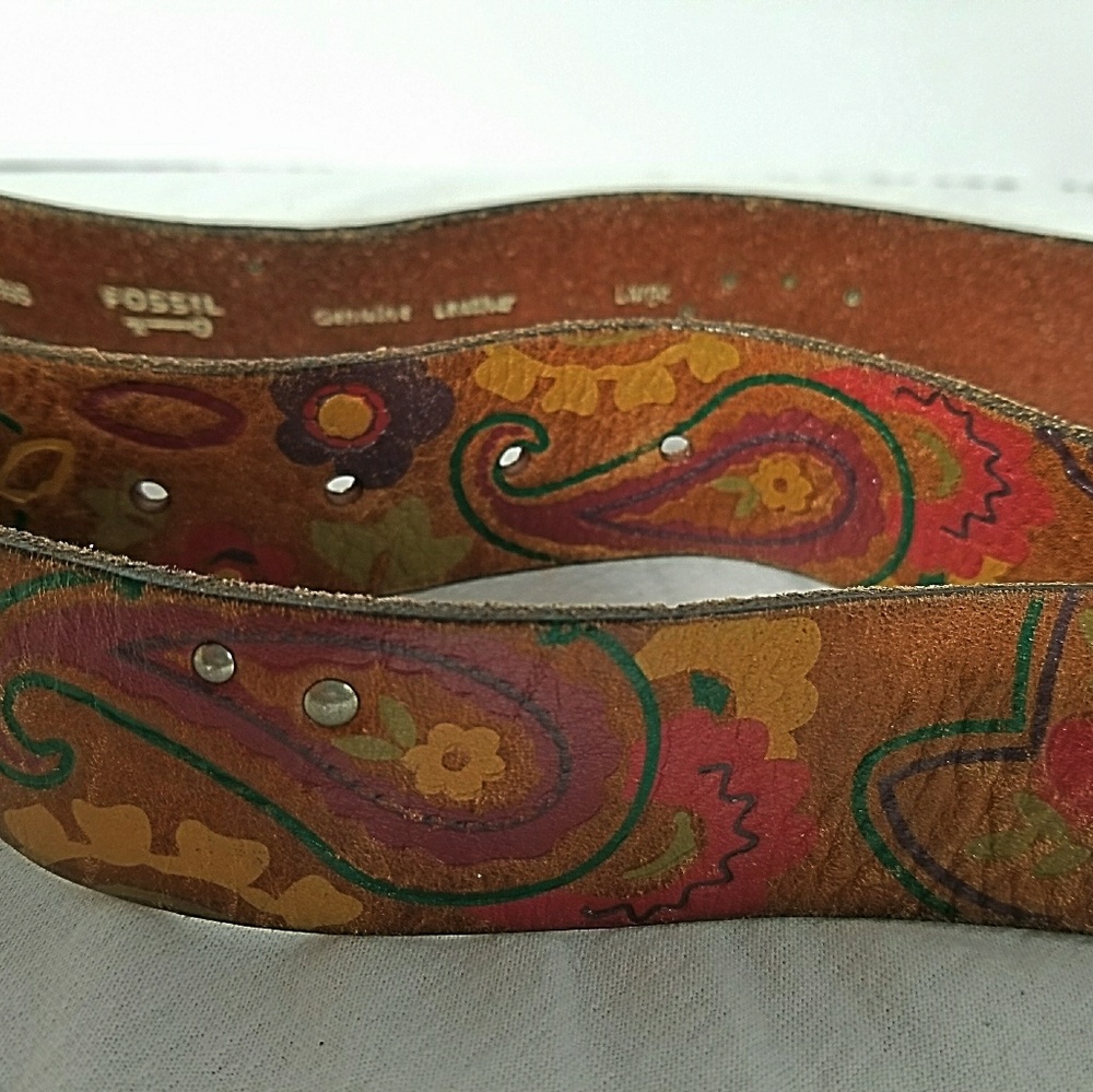 Fossil Floral Brown Leather Belt - Picture 4 of 7